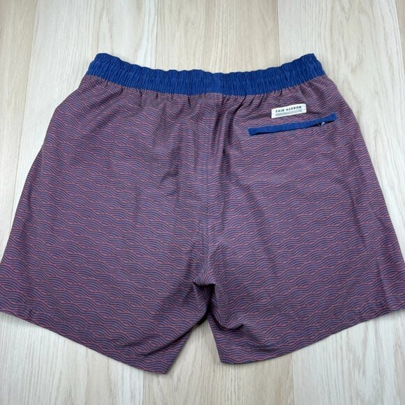 Fair Harbor Mens Blue Wave Print Drawstring Waist Swim Trunk Shorts Size XL - Picture 6 of 9